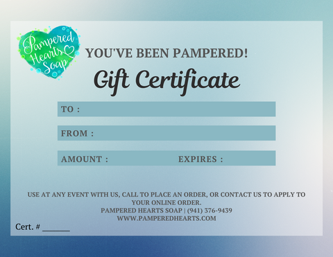 Gift Certificate- Mailed Hard Copy